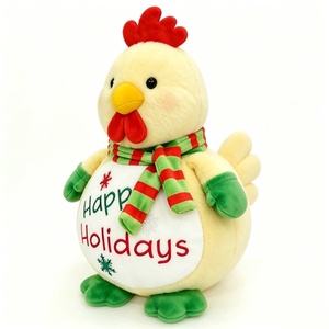 Customized Christmas Rooster Plush <b>Backpack</b> <b>Holiday</b> Chicken Design with PP Cotton Filling Winter Scarf Detail 51-99cm Size - Product Image 1