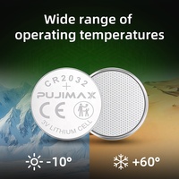 Pile bouton au lithium PUJIMAX CR2032 3V pour montres, calculatrices, réveils - En stock 5 pièces/carte