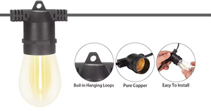 Cadena de luces inastillables para exteriores, bombillas LED Vintage regulables IP65, cinturón de festón para Patio de grado comercial, luces de cadena colgantes - Product Image 5