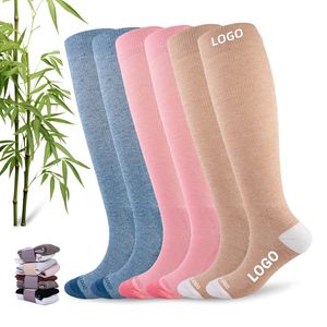 Chaussettes <span class=keywords><strong>de</strong></span> compression montantes personnalisées couleur unie, douces et respirantes, pour le soutien des jambes, idéales pour infirmières, voyages, course à pied et femmes - Product Image 6