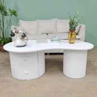 Table basse en bois blanc moderne INNOVA Nordic avec tiroir de rangement, style européen contemporain, extensible, durable, facile à assembler