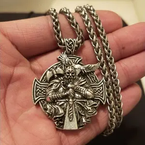 Hot Selling Odin Helena Necklace Pagan Men's Pendant Nordic Culture Cross Crow Norse Viking Jewelry