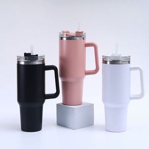 40oz Stainless Steel Car Handle Cup Straw Insulation Large Capacity Portable Outdoor Vacuum Flask Thermos Custom LOGO <b>Printing</b> - Product Image 4