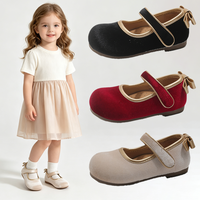 Chaussures habillées Mary Jane pour filles, faible MOQ, 3-12 ans, avec nœud décoratif, fermeture auto-agrippante, en cuir microfibre, confortables et légères