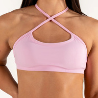 Soutien-gorge de sport simple et respirant sans coutures pour femme, bretelles réglables, dos croisé, coussinets amovibles, maintien moyen, en nylon et élasthanne, idéal pour la gym