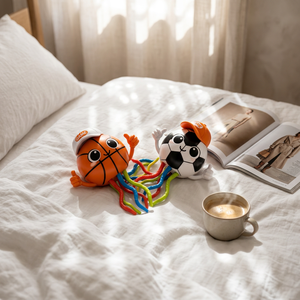 Jouet en peluche interactif et éducatif en forme de ballon de basket et de football pour enfants de 2 à 4 ans, alimenté par piles - Product Image 5