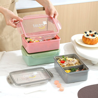Boîte à lunch scolaire avec logo personnalisé Récipient alimentaire chauffant avec couvercle en PP Boîte à bento pique-nique en plein air pour enfants avec bouteille d'eau