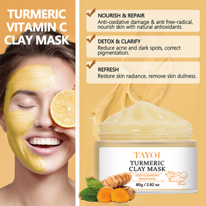 Hızlı kargo zerdeçal yumuşatma kil maskesi cilt canlandırdı gözenek sökücü çamur maskesi C vitamini parlatıcı yüz maskesi - Product Image 3