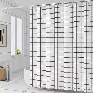 CF personnalisé <span class=keywords><strong>noir</strong></span> <span class=keywords><strong>blanc</strong></span> Simple imperméable hôtel bain <span class=keywords><strong>rideau</strong></span> <span class=keywords><strong>de</strong></span> <span class=keywords><strong>douche</strong></span> <span class=keywords><strong>en</strong></span> gros polyester <span class=keywords><strong>tissu</strong></span> rideaux <span class=keywords><strong>de</strong></span> <span class=keywords><strong>douche</strong></span> crochets pour salle <span class=keywords><strong>de</strong></span> bain - Product Image 1