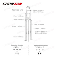 100 pièces F5 5mm LED Diode électroluminescente ampoule bicolore rouge vert Anode commune Cathode Transparent Diffusé Micro indicateur 3V