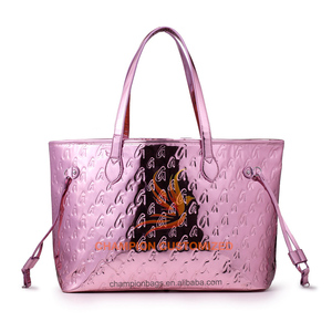 Customized Monogram Logo Metallic Gold Leather Ladies Tote <strong>Bag</strong> Shoulder Handbag Purse <strong>for</strong> <strong>Women</strong> - Product Image 4