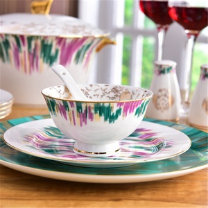Colors Luxury Dining Room <b>Set</b> Home Decors <b>Dinnerware</b> <b>Sets</b> New Product Western Europe Bone China Customized Logo Dinner <b>Set</b> Party - Product Image 3