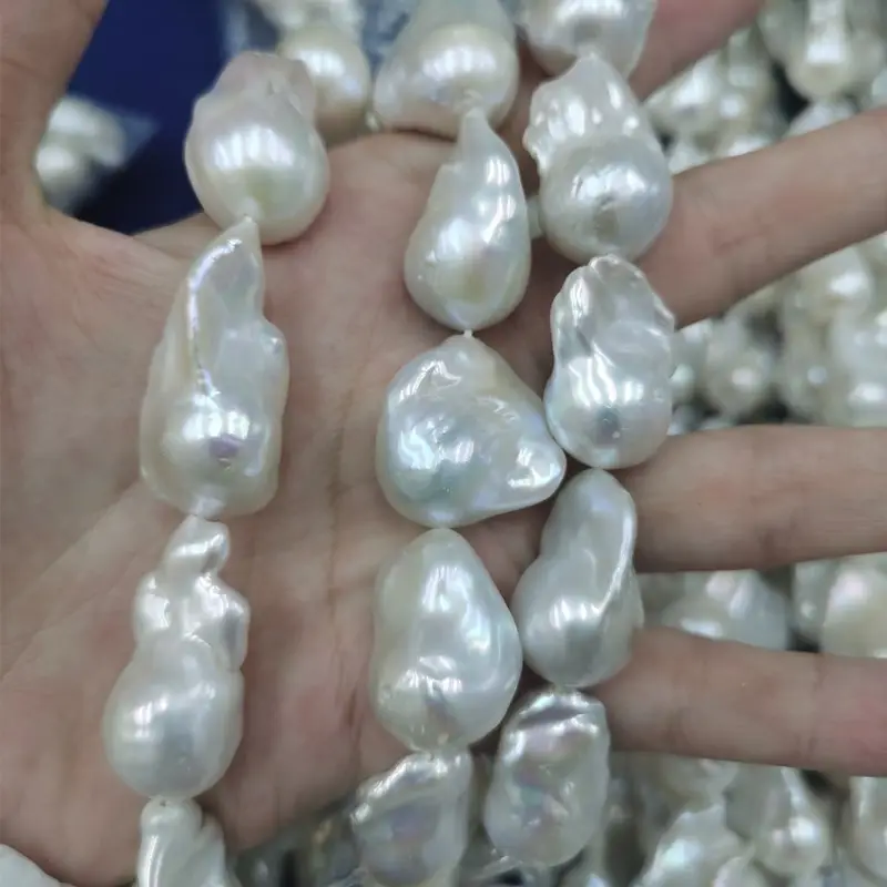 Fili di perle reali di forma barocca di perle d'acqua dolce naturali di grado AAA all'ingrosso per la fabbricazione di gioielli