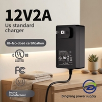 Adaptateur secteur 12V 2A, norme américaine, certifié UL/FCC/CE, chargeur pour masseur, barre lumineuse LED, lecteur de photos numériques, 24W