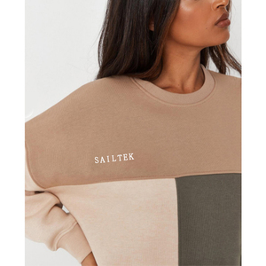 Abito con Cappuccio a Maniche Lunghe Personalizzato per Donna, Vendita all'Ingrosso, <span class=keywords><strong>Vestito</strong></span> <span class=keywords><strong>Felpa</strong></span> con Blocchi di Colore per Signore - Product Image 3