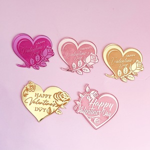 ท็อปเปอร์เค้กอะคริลิครูปหัวใจลายดอกกุหลาบสำหรับวันวาเลนไทน์ ตกแต่งด้วยน้ำผึ้งและของหวาน สำหรับตกแต่งเค้กวันเกิด - Product Image 3