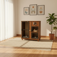 Grande cage en bois écologique et respirante pour chat, avec zones séparées pour l'intérieur et l'extérieur, mobilier de luxe moderne pour animaux de compagnie
