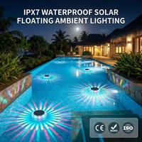 Lampe solaire flottante étanche IP67 pour piscine - Applique murale LED RGB colorée - Lampe décorative pour bassin à commande à distance alimentée par l'énergie solaire