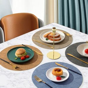 For Dining Non-Slip Easy to Clean <b>Dinner</b> Faux Leather Round Placemats Kitchen <b>Table</b> <b>Mats</b> - Product Image 3