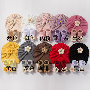 Nuevo conjunto de sombrero y calcetines para niños, lindo sombrero y calcetines de bebé con flores, combinación de otoño e invierno, conjunto cálido para bebé - Product Image 6