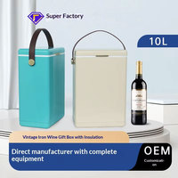 Glacière rétro 10L en métal avec revêtement extérieur en fer pour le stockage du vin et du champagne