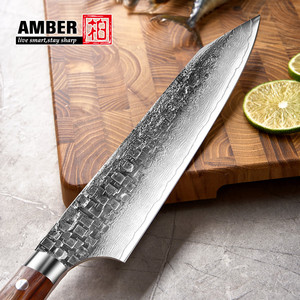 Ensemble de couteaux de cuisine japonais en acier Damas forgé à la main, 1 à 5 pièces, lame pleine, acier super résistant, Santoku, utilitaire, chef, pour la cuisine - Product Image 5