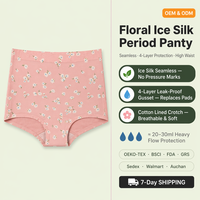 Ropa Interior Menstrual Desechable de Seda Helada sin Costuras con Estampado Floral para Mujer, Alternativa a las Bragas Menstruales, Venta al por Mayor de Fábrica