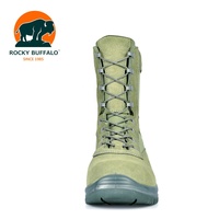 Bottes de sécurité en cuir pleine fleur Rocky Buffalo noires, imperméables et tactiques
