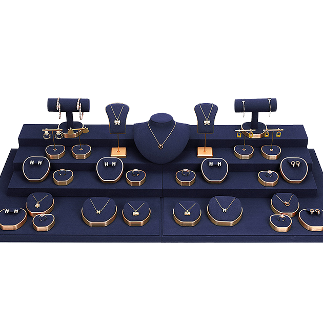 navy blue jewelry display