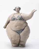 Statue de poupée en porcelaine bleue faite à la main en gros, sculpture figurative en céramique pour la décoration de table à la maison/à l'hôtel
