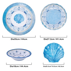 Bestwares nhà máy OEM/ODM 100% melamine đặt bữa ăn tối 12 PC KỲ NGHỈ HÈ đại dương loạt cắm trại tấm Bát Melamine Bộ đồ ăn - Product Image 3