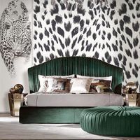 Italienisches Luxuriöses Modernes Bett aus Mattleder, Großes Flaches Bodenbett für Villen, Weitflächiges Softbett für Hauptschlafzimmer