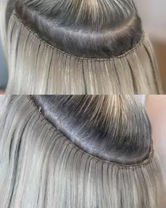 Individuelle Farben europäische handgebundene Haarverlängerungen kopfhaut intaktes jungfräuliches menschliches Haar Verlängerung handgebundenes Weft