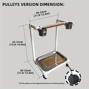 حامل جثم ببغاء قابل للتعديل مع أكواب تغذية رف تدريب طائر متنقل من كلوريد البولي فينيل متين للطيور الصغيرة إلى الكبيرة - Product Image 5