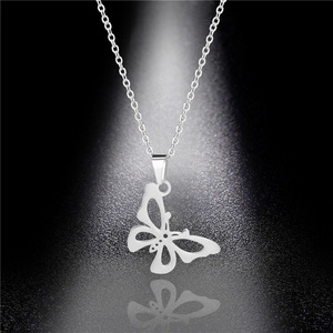 Kalung Liontin Baja Tahan Karat, Perhiasan Fesyen Kalung Liontin Musik Kupu-kupu Berongga Baja Tahan Karat - Product Image 3