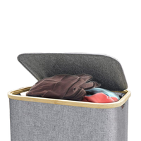 Panier à linge pliable durable pour salle de bain avec boucle en bambou, polyester recyclable, 40x33x74CM, 10kg
