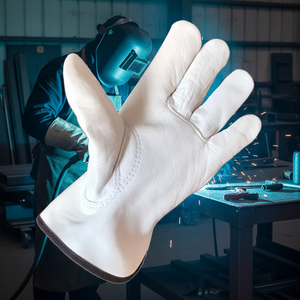 Goatskin-Guantes Blancos de cuero para conducir, guantes de trabajo para hombre - Product Image 2