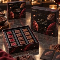 Individuelles Logo Dunkle Schokolade Verkostungsbox mit Festem Boden und Deckel Beschichtete Papier-Geschenkverpackung für Valentinstag