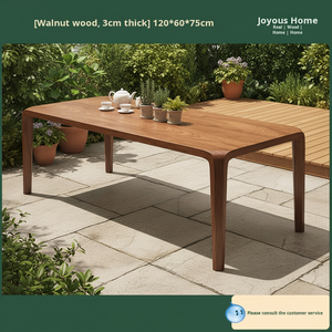 <span class=keywords><strong>Set</strong></span> Tavolo da Pranzo Rettangolare e Sedie in Legno Massello di Noce Nero Nordamericano Stile Vintage con Struttura a Mortasa e Tenone per Arredamento Casa - Product Image 2