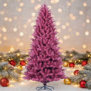 <span class=keywords><strong>Sapin</strong></span> de Noël <span class=keywords><strong>artificiel</strong></span> pré-éclairé Rose Red Aspen/Noble Fir 150cm/180cm/210cm/240cm Haute Qualité Écologique Fonctionnant sur Piles - Product Image 1