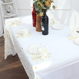 Plastic Tables Table Cloth New Design Disposable Gold Star Tablecover Pack 4 Plastic Tablecloths For Rectangle Tables