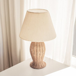 Vintage Rattan <b>Table</b> Lamp E27 <b>Led</b> Bulb Base Switch Control Bedroom <b>Bedside</b> Lamp Eco Friendly Artistic Home Decor - Product Image 2