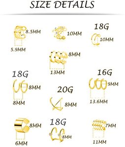 Nouvelles boucles <span class=keywords><strong>d</strong></span>'oreilles en acier inoxydable sans perçage, bijoux réglables, clip <span class=keywords><strong>d</strong></span>'<span class=keywords><strong>oreille</strong></span> hélicoïdal, faux boucles <span class=keywords><strong>d</strong></span>'oreilles, anneau de nez pour femmes et hommes - Product Image 6
