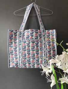 Bolsa de Mano de Algodón Orgánico con Estampado Artesanal, Reversible, Grande, Tipo Jola, para Compras, Viajes y Uso Diario - Product Image 6