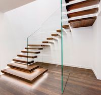 Escaliers en bois de noyer pour sols intérieurs, marches d'escalier portables en bois, marches d'escalier flottantes en bois