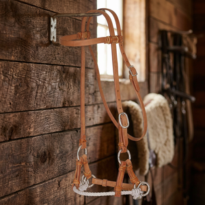 Best Quality Argentinian Cow Hide Leather Side <b>Pull</b> Horse Bridle with String Nose-Band Western Equestrian Riding Gear - Product Image 3