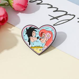 Zarif karikatür Metal rozeti sevimli Goofy kalp alaşım emaye broş döküm için gravür bronz bronz çanta giysi çift - Product Image 2