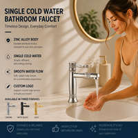 Robinet de lavabo moderne chromé INOS Z0048 à corps rond en alliage de zinc, monocommande, eau froide, à poser sur le plan