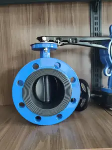 DI Body DN100 PN16 Class150 China Supplier Double Flange Concentric Butterfly Valve