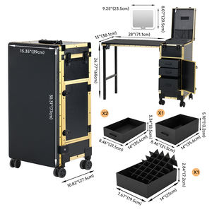 รถเข็นทำเล็บ OBOX แบบ OEM/ODM พร้อมโต๊ะเคลื่อนที่ ราคาโรงงาน พร้อมกระจกไฟ โต๊ะทำเล็บพร้อมลิ้นชัก กล่องเครื่องสำอาง - Product Image 2